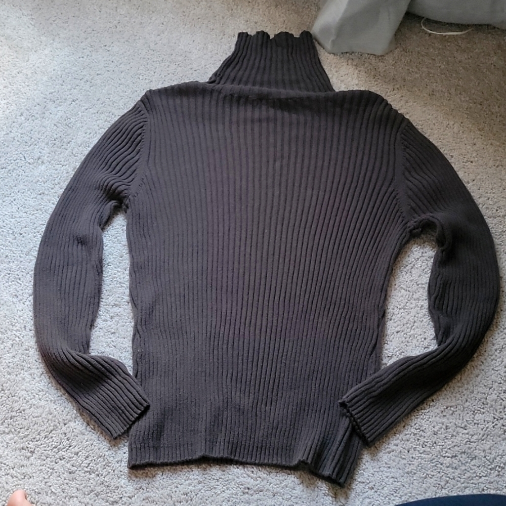 brown turtleneck sweater